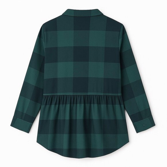 AMERICAN EAGLE Plaid Peplum Button Down Flannel Shirt - Size Medium - Picture 2 of 5